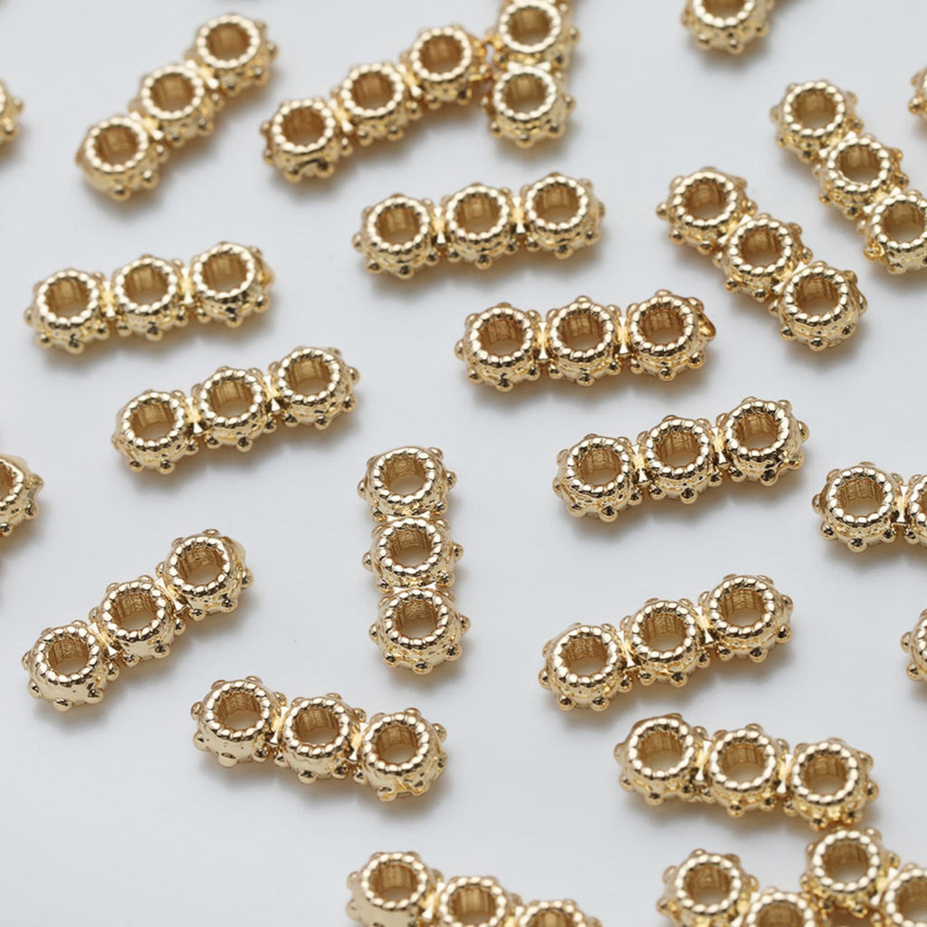 Three-hole Spacer Beads, Spacing beads, Gold Plated, Bracelet Necklace Making Jewelry Finding GZ524