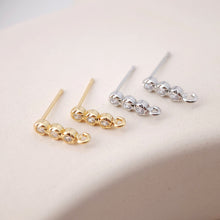 Load image into Gallery viewer, Tiny Ear Post with Loops, S925 Silver Ear Pin Nickel Free, Micro CZ Pave, 13.2*3.5mm, 18K Gold Plated Stud Earring Finding S1193