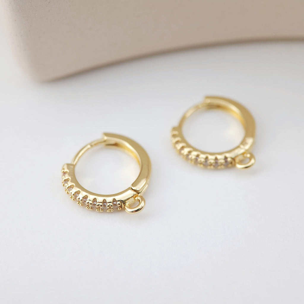 Cubic Zirconia Ear Hoops Multicolor Pave Crystal , 14.8*13.8mm, 18K Gold Plated Leverback Earrings, Huggie Hoops Earring D0156