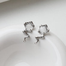 Load image into Gallery viewer, Irregular Cat&#39;s Eye Stone Earring Post, 14K Gold/Silver, S925 Silver Pin Nickel Free Earrings, Circle Ear Stud with Loop GE105