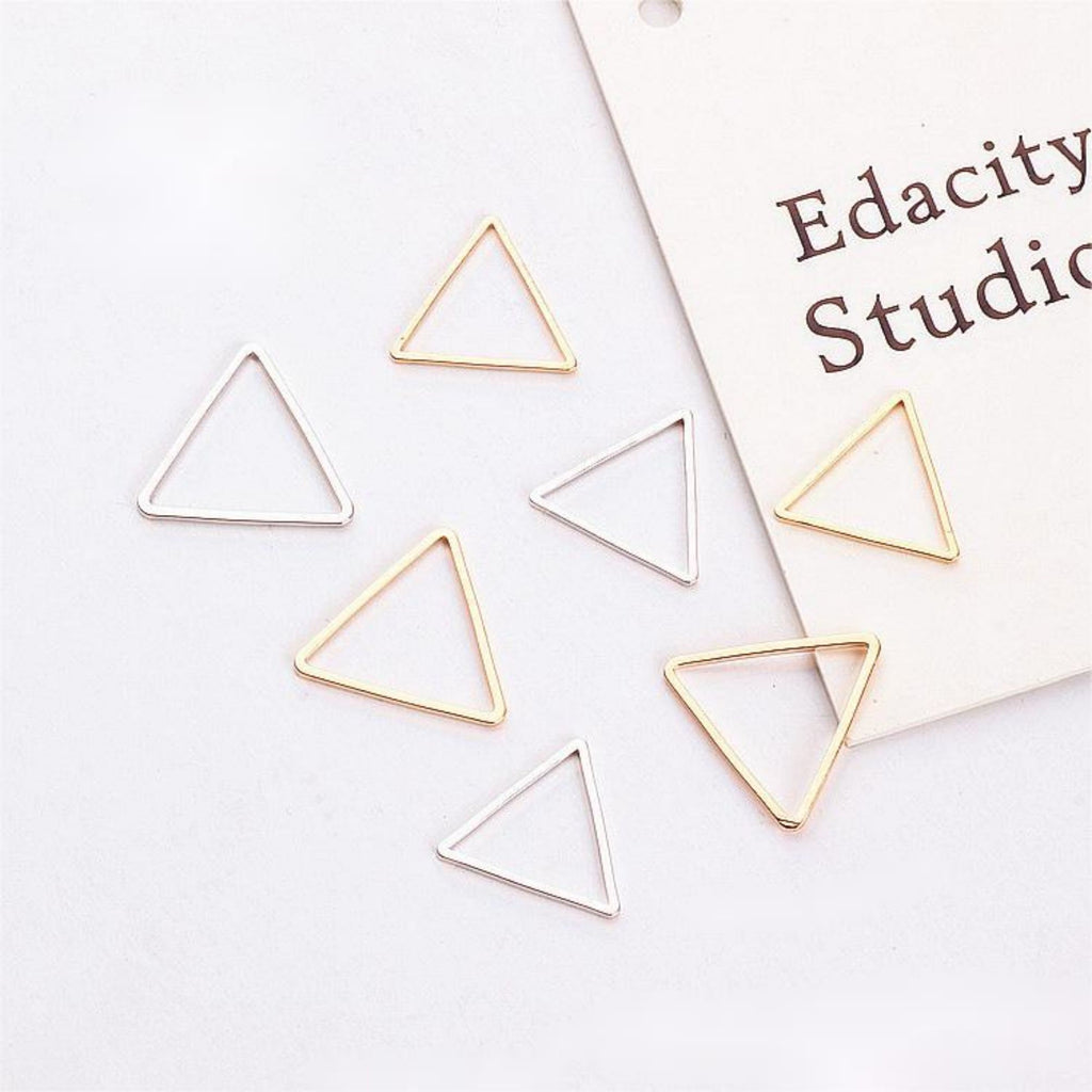 10 قطع مثلثات، قلادة مخرمة، سحر مثلث مطلي بالذهب/الفضة عيار 18 قيراطًا، قلادة BY021-ZX7041