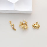 Colgante de cangrejo, colgante de pulpo, colgante de langosta, dije de vida marina en oro, latón chapado en oro de 18 quilates, pavé de circonitas, accesorios de joyería S1316