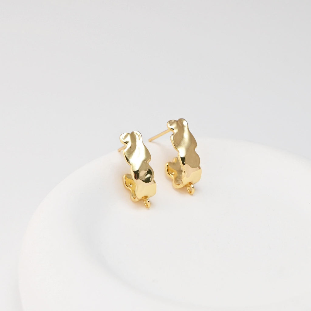 أقراط مطوية على شكل حرف U مع حلقة، مطلية بالذهب عيار 18 قيراطًا، خالية من النيكل، دبوس من الفضة الاسترلينية S925، أقراط أذن مضادة للحساسية D0458