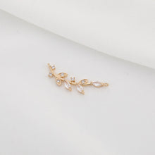 Load image into Gallery viewer, CZ Pave Leaf Connector, Cubic Zircon Crystal Leaves Pendant, Bracelet Necklace Pendant, 14K  Gold Plated Charm, Jewelry Findings R006-F095