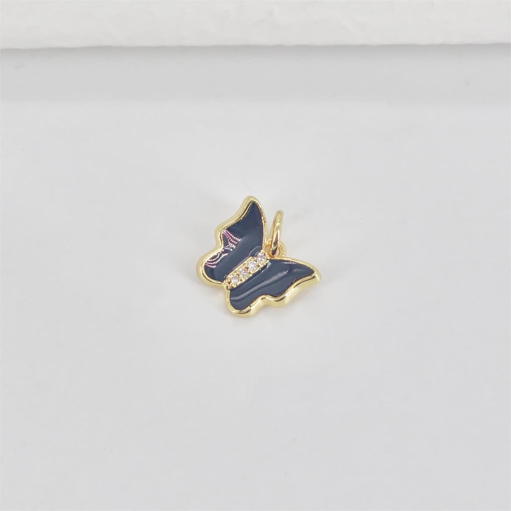 Enamel Butterfly Dangle Pendants, 18K Gold Plated Enamel Butterfly Pendant, Earring Making Charm, Jewelry Findings S20787