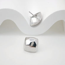 Load image into Gallery viewer, 10pcs Square Heart Earring Post, S925 Silver Pin Nickel Free Earrings, Diamond cut Square Shape Ear Stud with Loop ZX096