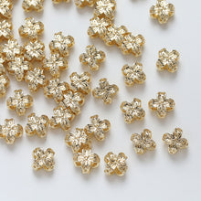 Cargar imagen en el visor de la galería, Cuentas espaciadoras de flores, chapadas en oro de 14 quilates, cuentas de flores 3D, delicadas cuentas para hacer aretes, accesorio de joyería GZ251