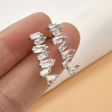 Load image into Gallery viewer, Irregular Pave CZ Earring Post, 14K Gold/Silver Plated,  S925 Silver Pin Nickel Free Earrings, Hypoallergenic Earring Findings LL115-D0084