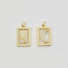 Cargar imagen en el visor de la galería, Dijes de cartas del Tarot en oro, colgante de Sol y Luna con micro pavé de circonitas, amuleto chapado en oro de 18 quilates, dijes para hacer collares, accesorios de joyería S20649