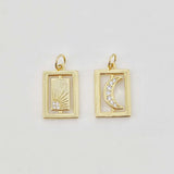 Gold Tarot Card Charms, Micro CZ Pave Sun/ Moon Pendant, Amulet Charm 18K Gold Plated, Necklace Making Charms, Jewelry Findings S20649