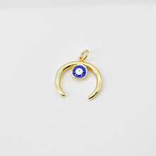 Load image into Gallery viewer, Cubic Crescent Moon Charm, 18K Gold Plated Moon Pendant, Micro CZ Pave OX Horn Charms, Jewelry Findings S20698