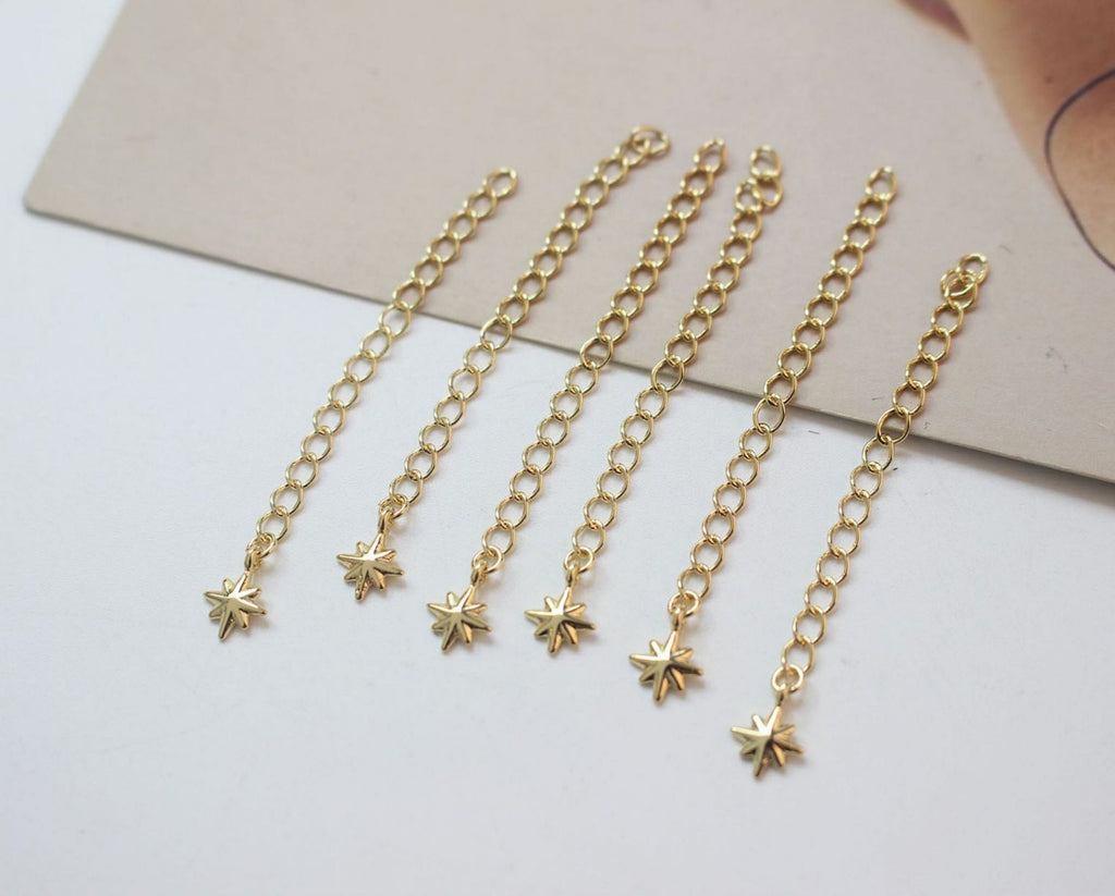 سلسلة تمديد، قمر، نجمة، طول 55 مم، قلادة مطلية بالذهب عيار 14 قيراطًا، نتائج صنع السوار GZ140