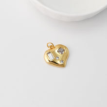Load image into Gallery viewer, Heart Pendant, Cubic Pave Charm, 18K Gold Plated, Love Pendant, Necklace Making Pendants, Jewelry Findings