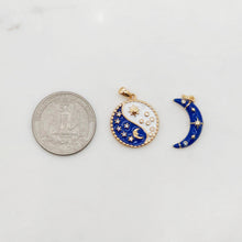 Load image into Gallery viewer, Enamel Cubic Moon &amp; Star Charm, 18K Gold Plated Multicolor Pave Round Pendant, Necklace Making Charm, Jewelry Findings S20385