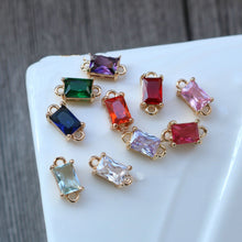 Load image into Gallery viewer, 10pcs Rectangular Connector, Cubic Zircon Crystal Pendant, Bracelet Necklace Pendant, 14K Real Gold Plated, Jewelry Findings HL101-F047