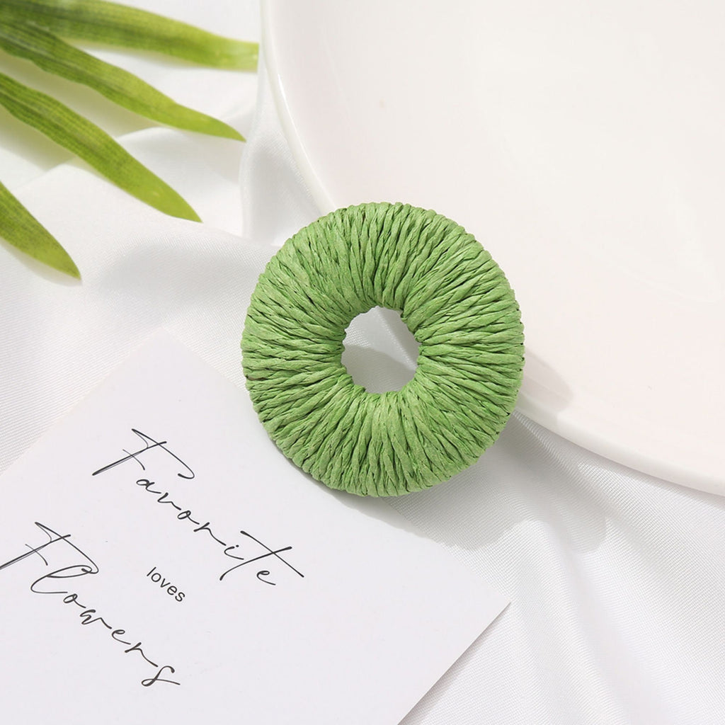 Pendientes de paja tejida, pendientes bohemios, pendientes de estilo vacacional para niñas, pendientes hechos a mano BS005