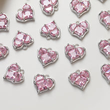 Load image into Gallery viewer, Heart Charms, Pink Cubic Charm,  18K Gold Plated CZ Pave Love Pendant, Necklace Making Pendants, Jewelry Findings ZZ037