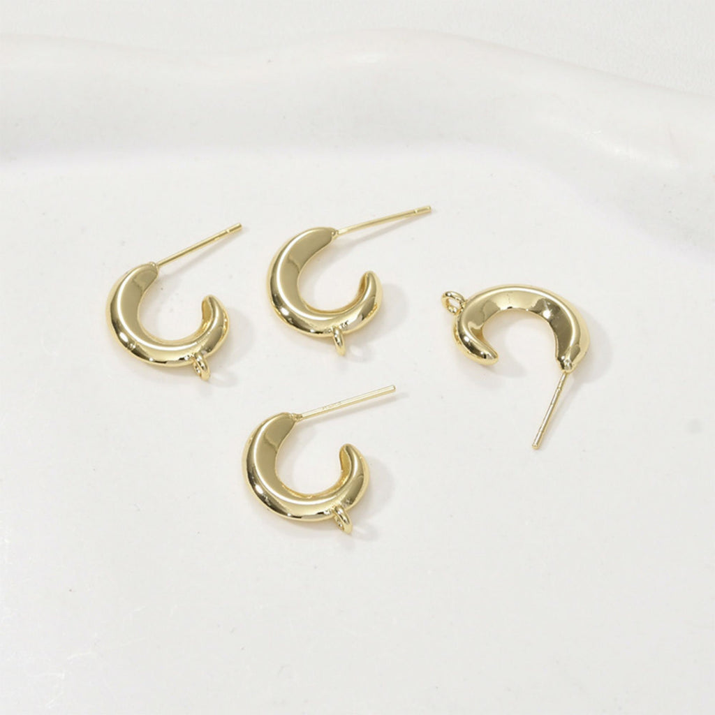 C Shape Earrings Post With Loop, S925 Silver Ear Pin Nickel Free Earrings, Ear Stud Loop, Hypoallergenic Earring Findings LL137-D0480