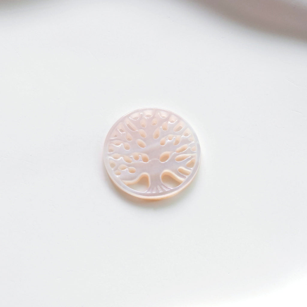 Pink Tree of Life, Mother-of-Pearl, MOP Shell Pendant, Engraved Pink Nacre, Shell Charm, Mother of Pearl Jewelry Making Findings RY017