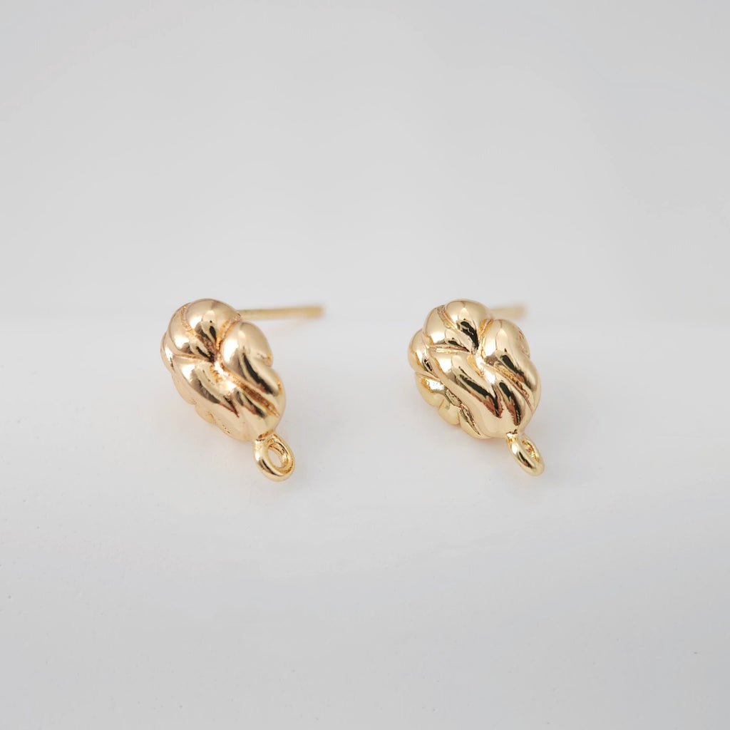 Stone Earring Post with Loop, 18K Real Gold Plated Brass Stud Earring With Loop, S925 Silver Pin, Nickel Free, Earring Finding ZX197