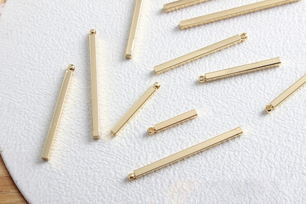 10pc Long Bar Pendant, 18K Gold Plated Square Bar Charm, 1.5cm,2cm,2.5cm,3cm,3.5cm,4cm, Earring Making Findings ZZ060