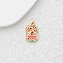 Load image into Gallery viewer, Rectangular Card Charm, Enamel Pendant, 18K Gold Plated, CZ Pave Pendant, Planet Pendant, Necklace Making Charm, Jewelry Findings S1360