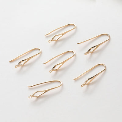 قرط أذن بتصميم مفتوح على شكل ماسة، قرط أذن من النحاس المطلي بالذهب الحقيقي عيار 18 قيراطًا مع حلقة، خالٍ من النيكل، BB008