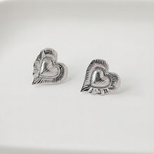 Load image into Gallery viewer, Gold Heart Earring Post, 14K Gold/Silver Nickel Free Earrings, S925 Silver Ear Pins, 20mm, Heart Shape Ear Stud with Loop JJ023