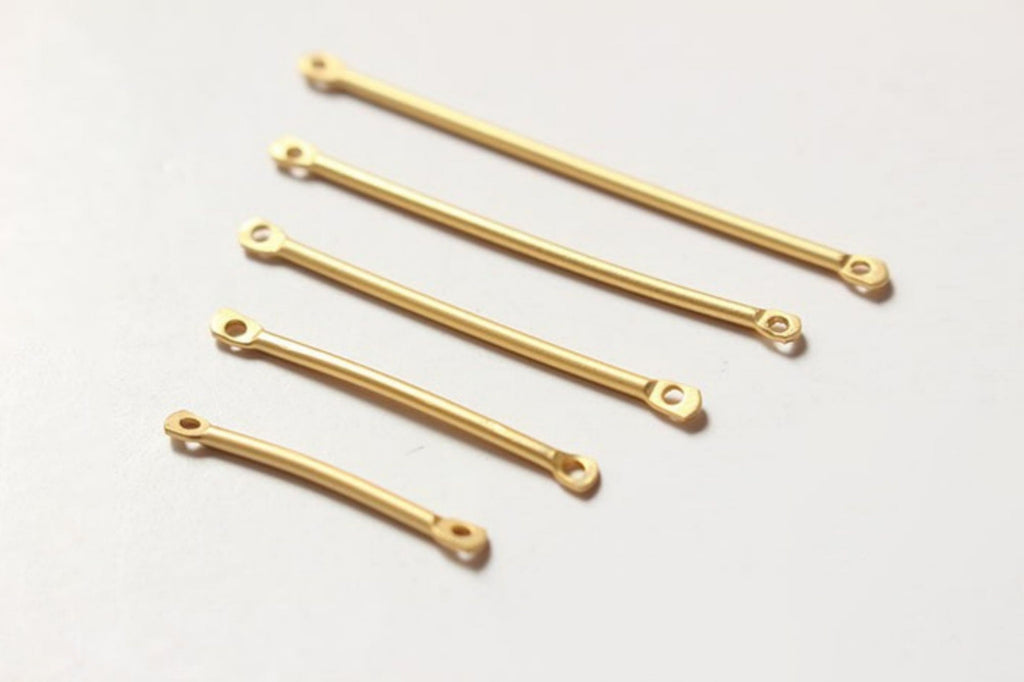 10pc Long Bar Connector, 18K Matte Gold Plated Bar Charm, 20mm,25mm,30mm,40mm Earring Making Findings GZ208