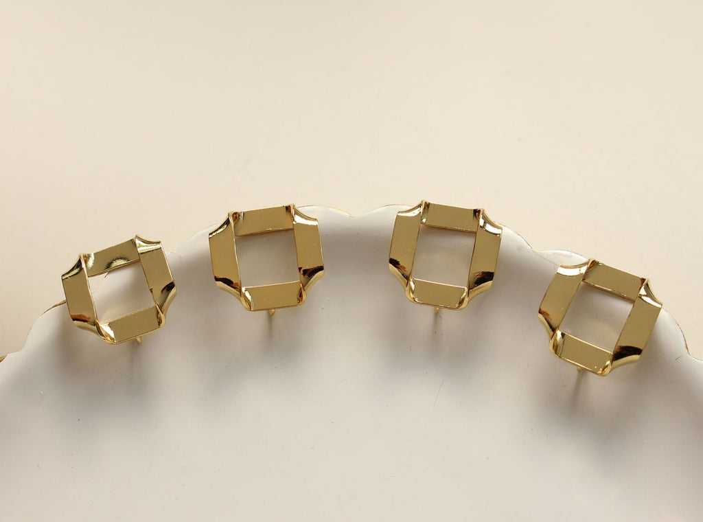 18K Gold Plated Fold Earring Post with loop, Gold Rhombus Post, S925 Silver Ear Pin, for Jewelry Making BB078