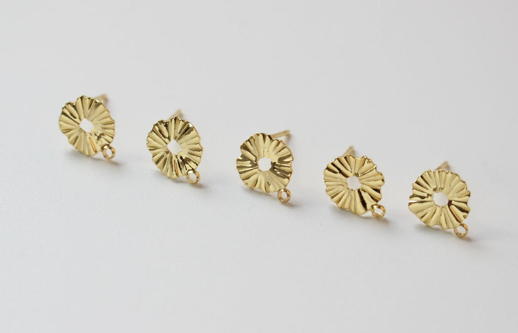 10 pendientes redondos plisados ​​calados con aro, dorados/plateados, de plata S925, sin níquel, hipoalergénicos, JJ011