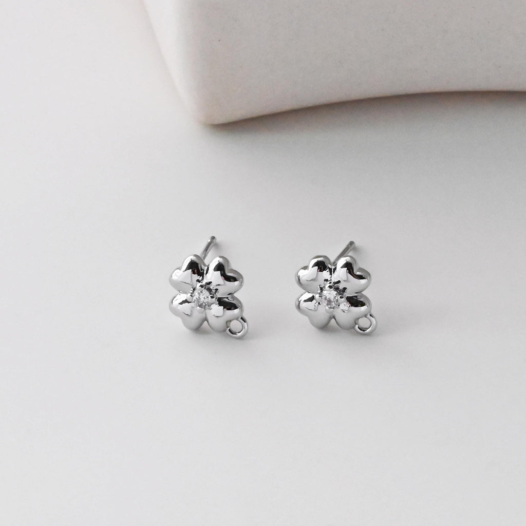 Bowtie Pave CZ Earring Post, 18K Gold/Silver Plated, S925 Silver Pin Nickel Free Earrings, Hypoallergenic Earring Findings D0399