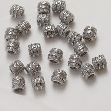 Load image into Gallery viewer, Cylindrical Cubic Spacer Beads, 14K Gold Plated, Cubic Zirconia, 3D Flower Beads, Dainty Earring Making Beads, Jewelry Finding GZ355