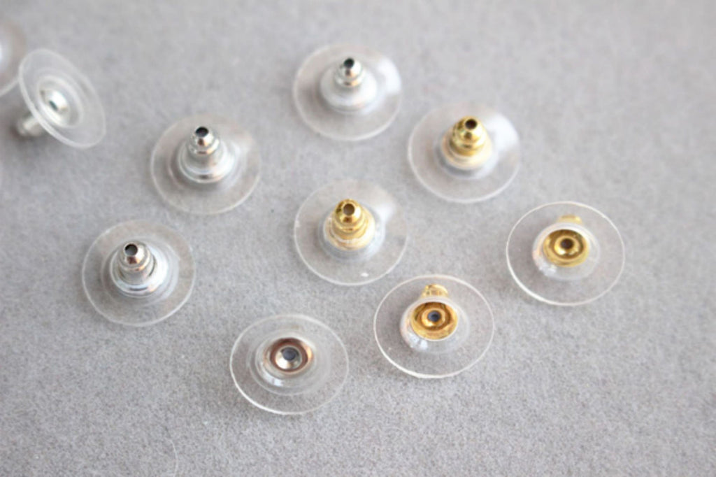 100PCS Ear Flat Backs, Gold Plated Earring Backs, Rubber Earring Stoppers, Wholesale Earring Findings GZ223-ZX7005