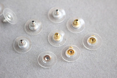 100PCS Ear Flat Backs, Gold Plated Earring Backs, Rubber Earring Stoppers, Wholesale Earring Findings GZ223-ZX7005