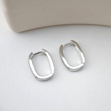 Load image into Gallery viewer, 18K Gold Plated Oval Hoop Earring, CZ Pave, Huggie Hoops Earring Parts, Oval Hoop earring  for Jewelry Making S1237