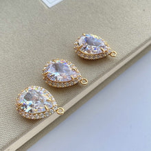 Load image into Gallery viewer, 20pcs- Crystal Tiny Teardrop Charms, 14K Gold Plated Teardrop Pendant, 13x18mm, Jewelry Findings JY092-F077