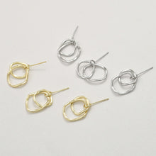 تحميل الصورة إلى عارض المعرض، قرط أذن غير منتظم بحلقة مزدوجة، دبوس أذن من الفضة الاسترلينية 925 خالٍ من النيكل، مشبك أذن ذهبي/فضي، قرط مضاد للحساسية LL196