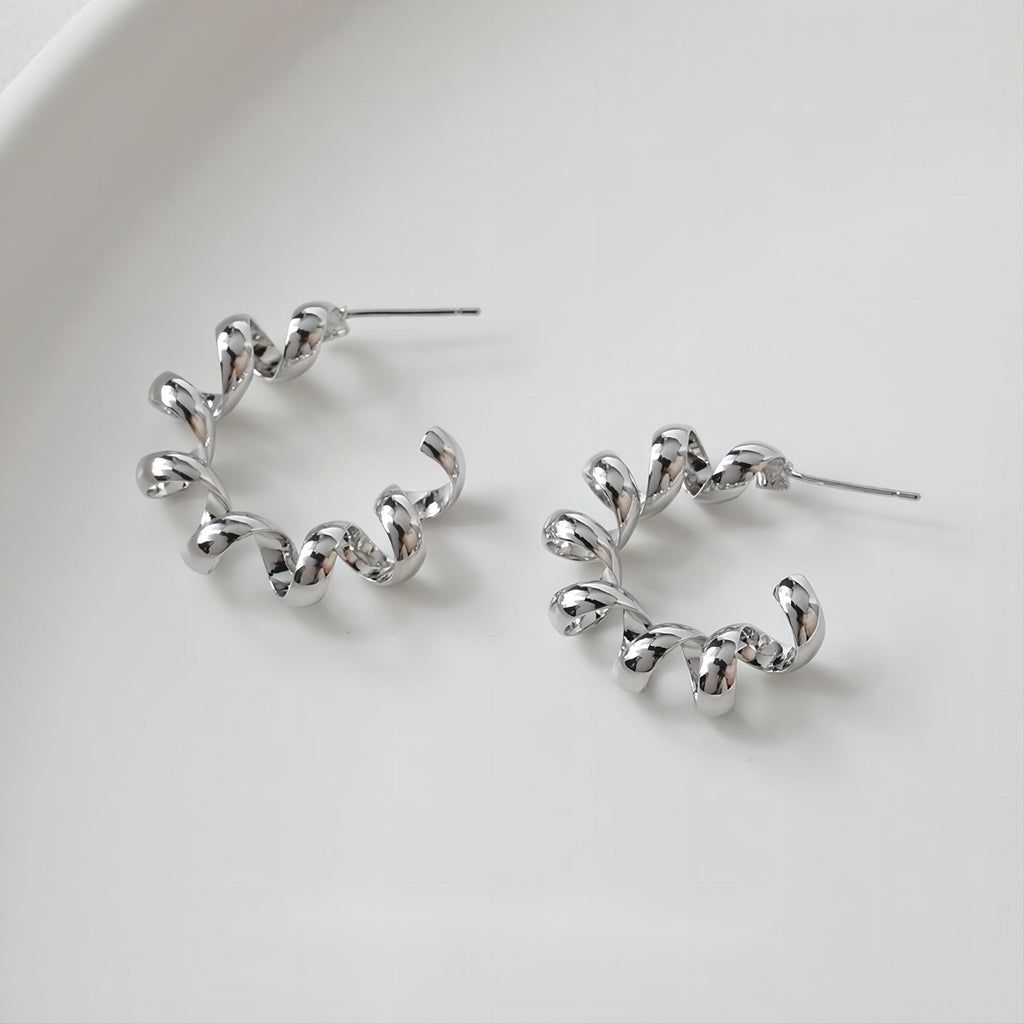 C Shape Twisted Earrings Post, 14K Gold, S925 Silver Ear Pin Nickel Free Earrings, Ear Stud Hypoallergenic Earring Findings GE062