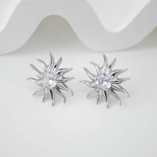 Load image into Gallery viewer, 2PCS Cubic Zircnia Earring Post, Real Gold Plated Brass Stud Earring With Loop,S925 Silver Ear Pin,Flower Ear Post,Earring Finding Z101