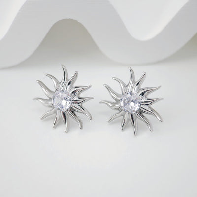 2PCS Cubic Zircnia Earring Post, Real Gold Plated Brass Stud Earring With Loop,S925 Silver Ear Pin,Flower Ear Post,Earring Finding Z101