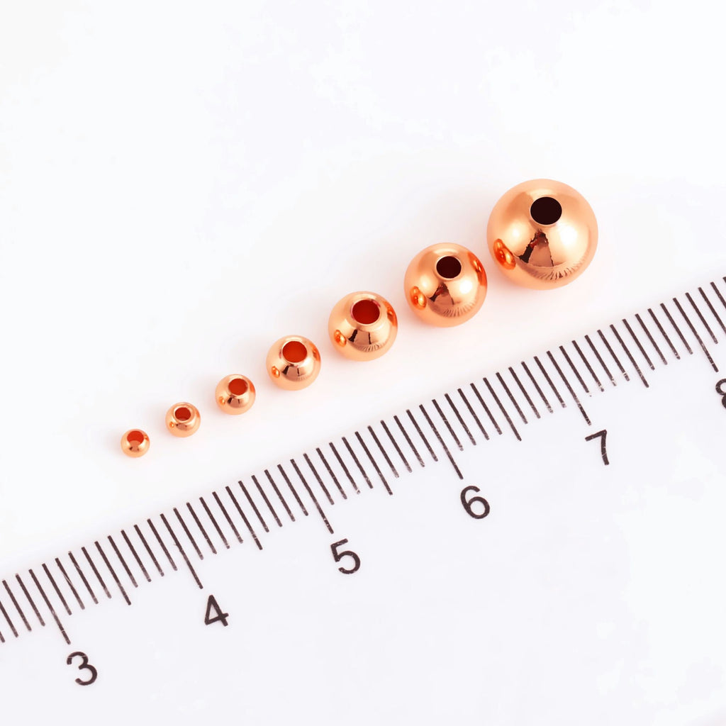 Rose Gold Plated Beads, Gold Spacer Beads, 14k gold round beads,3mm/4mm/5mm/6mm, Spacer Beads For Jewelry making