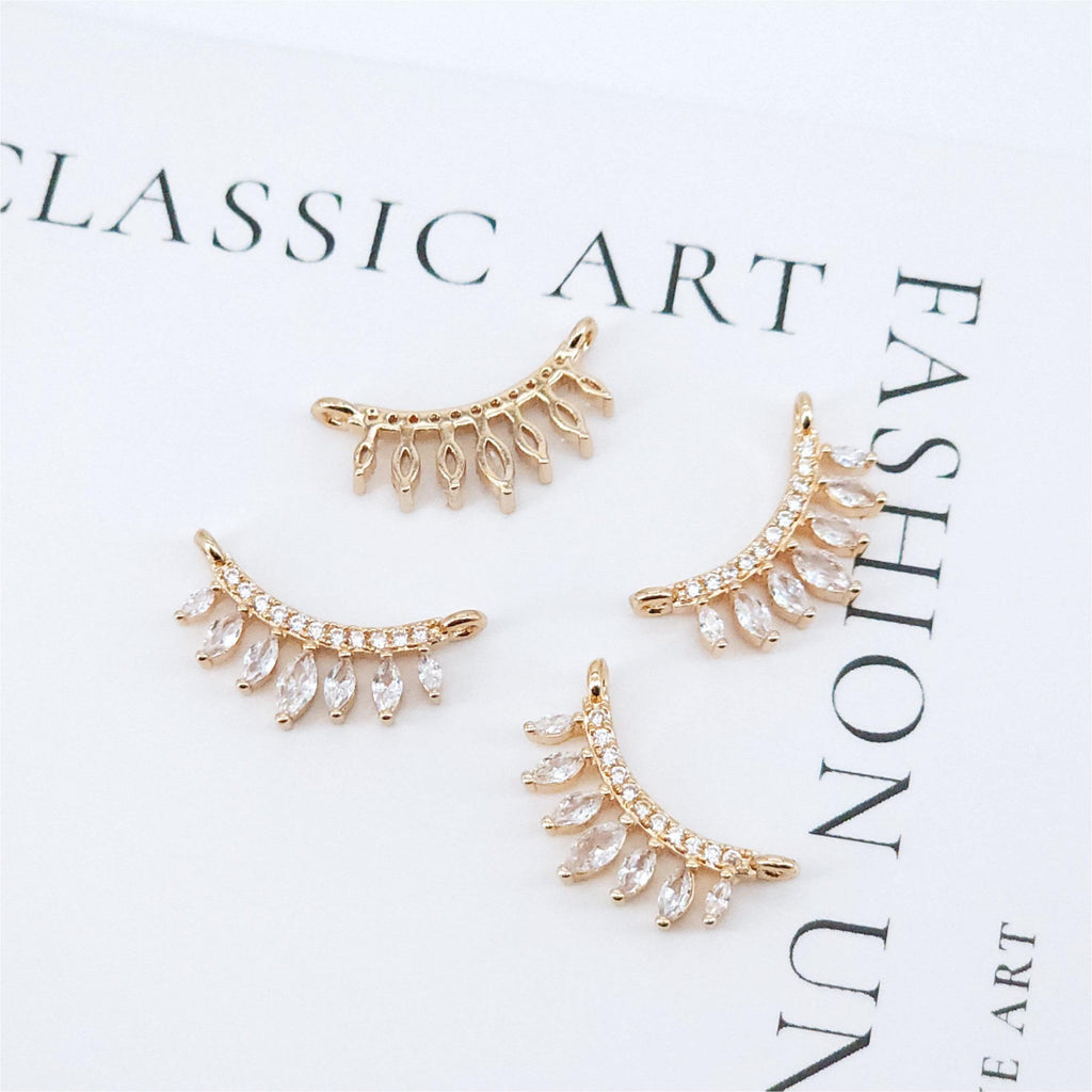 CZ Pave Crown-shaped Charm, Cubic Zircon Crystal Pendant, Bracelet Necklace Pendant, 14K Real Gold Plated, Jewelry Findings STG009-F109