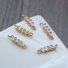 Load image into Gallery viewer, CZ Pave Strip Charm, Cubic Zircon Crystal Strip Connectors , CZ Earring Charms,   Gold Plated  Earring Charms, Jewelry Findings HL078-F225