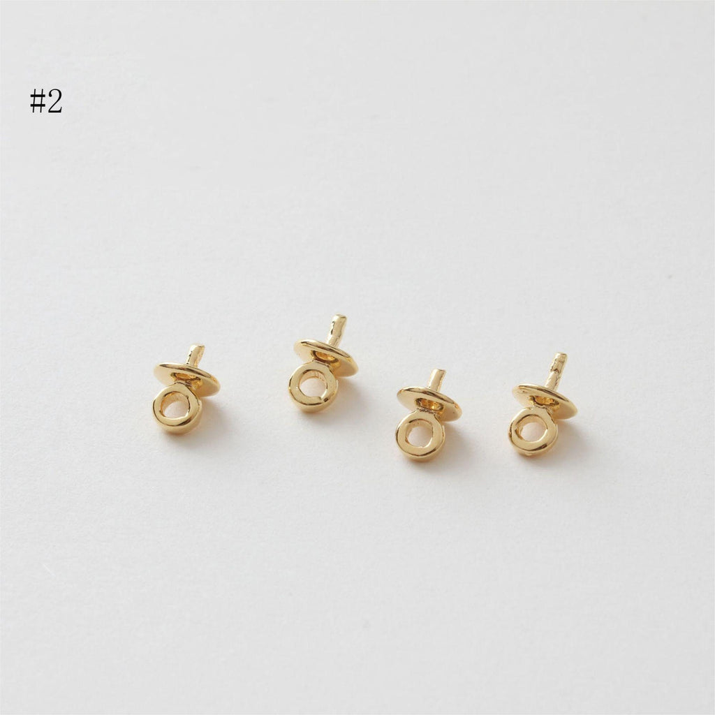 10pcs 14K Gold Plated Peg Bail Caps, Half Drilled Bead Caps, Pearl Bead Caps, Jewelry Making GZ213-ZX7025