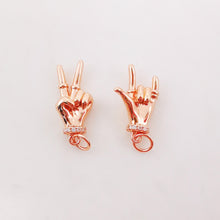 Load image into Gallery viewer, Hand Gestures Charm, Yeah/Rock Pendant, 18K Shiny Gold Plated Hand Symbol Charm, Necklace Bracelet Making Charms, Jewelry Findings S994