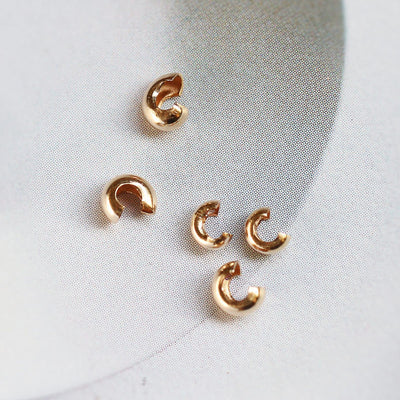20pcs- Gold Filled Crimp Covers, 2.5mm /3mm /4mm/5mm Cover Beads, Gold Crimp Cover Beads, Gold Crimp Beads, B010