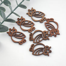 Load image into Gallery viewer, Owls Wood Charms, Wooden Pendant, Reclaimed Walnut Wood, Geometric Statement Wood Earrings Diy Ideas JT991
