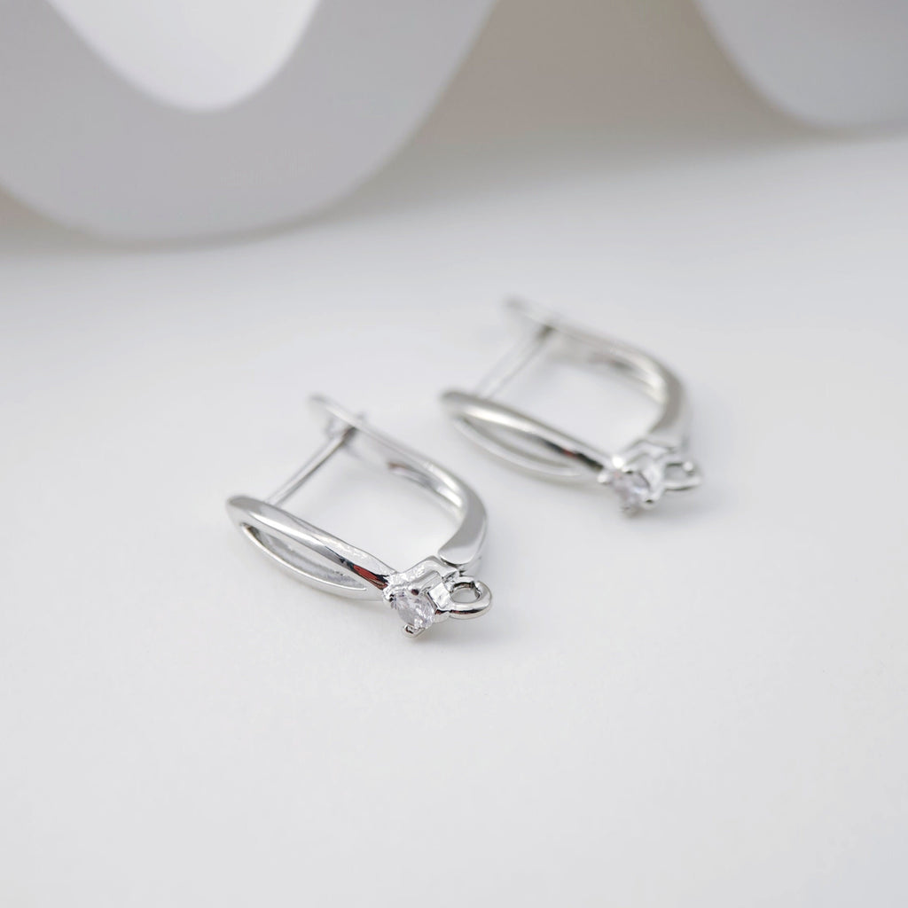 Cutout English lock with loop, Gold/Rhodium Plated Earring hoop, Hypoallergenic & Nickel-Free，DIY Handmade Earring Findings Supplies D0090