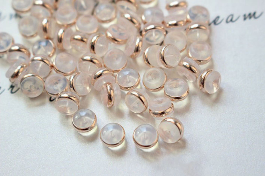 20PCS Ear Nuts, Gold Plated Earring Backs, Rubber Earring Stoppers, Wholesale Earring Findings ZZ015-ZX7008
